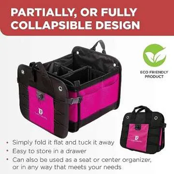 TRUNKCRATEPRO Pink SUV and Jeep Trunk Organizer - Premium Adjustable Multi-Compartment Collapsible Car Storage (Large Capacity)