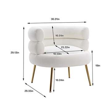 Antetek Modern Accent Chair, Upholstered Living Room Sofa Chair with Tufted Backrest, Padded Comfy Arm Chair Leisure Lounge Chair, White