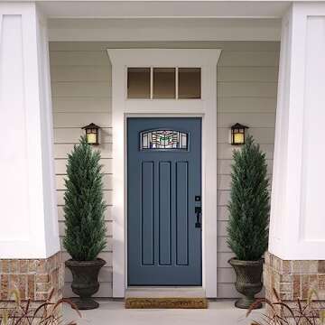 THE BLOOM TIMES 2 Pack 4ft Topiary Trees Artificial Outdoor Cedar Pine 4 Foot Fake Outdoor Plants Potted UV Rated Faux Bushes and Shrubs for Front Porch Patio Outdoor Decor Set of 2