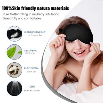 Sleep Mask, Silk Eye Mask for Sleeping with Adjustable Strap, Satin Blackout Sleeping Eye Mask for M...