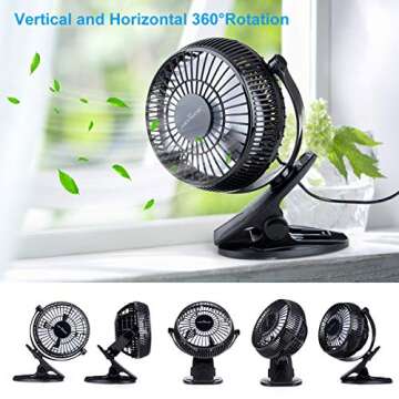 KEYNICE USB Desk Fan - Compact, Clip-On, 2 Speed Cooling