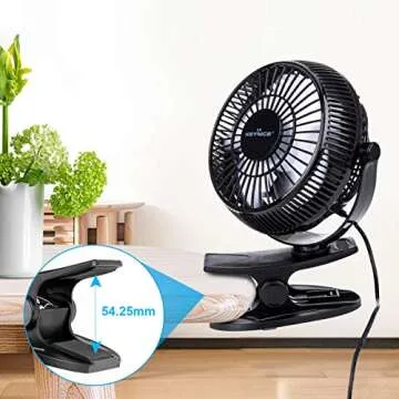 KEYNICE USB Desk Fan - Compact, Clip-On, 2 Speed Cooling