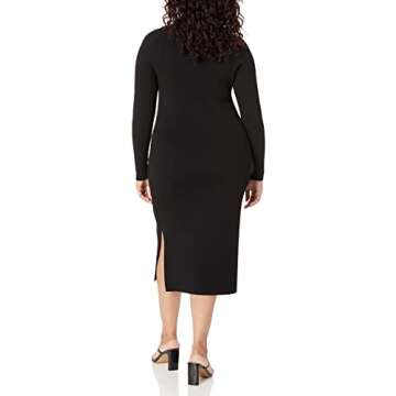 The Drop Women's Cameron Ribbed Sweetheart Neckline Midi Sweater Dress, Black, XXL, Plus Size