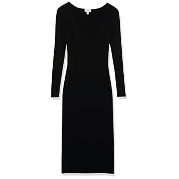 The Drop Women's Cameron Ribbed Sweetheart Neckline Midi Sweater Dress, Black, XXL, Plus Size