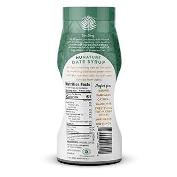 NUNATURE Natural/Organic Medjool Date Syrup - Get Going Baking Nuts With Our 12.3oz Of Sweet Low-glycemic, Gluten-Free, Vegan, Paleo, & Kosher Friendly Delicacy (Organic, Pack of 1)