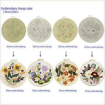 Bonroy Beginner Embroidery Kit - 4 Sets for Easy Crafting