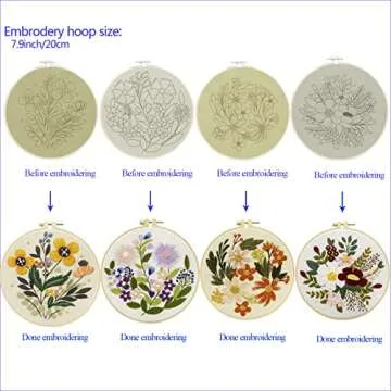 Bonroy Beginner Embroidery Kit - 4 Sets for Easy Crafting