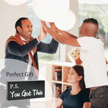 Ps You Got This Sign, Black Office Decor, Motivational Desk Decor, Encouragement Gifts for Women Men, Office Gift for Colleague Boss, Cute Aesthetic Cubicle Shelf Decor