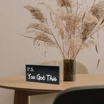 Ps You Got This Sign, Black Office Decor, Motivational Desk Decor, Encouragement Gifts for Women Men, Office Gift for Colleague Boss, Cute Aesthetic Cubicle Shelf Decor