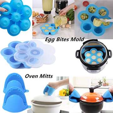 Pressure Cooker Accessories Set Compatible with Instant Pot 5,6,8 QT, Steamer Basket, Springform Pan, Egg Rack, Egg Bites Mold, Cheat Sheet Magnets, Bowl Clip, Tong& Mitts and More/instapot accessory