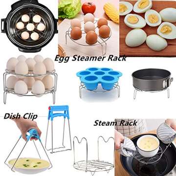Pressure Cooker Accessories Set Compatible with Instant Pot 5,6,8 QT, Steamer Basket, Springform Pan, Egg Rack, Egg Bites Mold, Cheat Sheet Magnets, Bowl Clip, Tong& Mitts and More/instapot accessory
