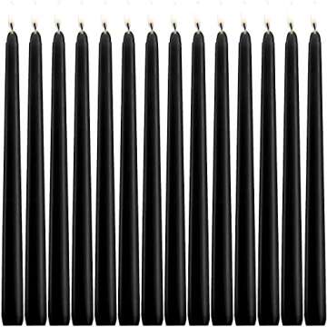 CIPHANDS Halloween 10 inch Black Taper Candles Set of 14 - Dinner Candles Dripless - Tall Candles Long Burning Perfect for Dinner, Party or Wedding Candles Decor