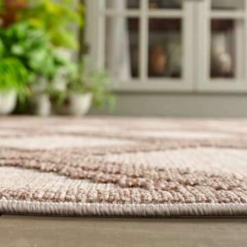 SAFAVIEH Martha Stewart x Outdoor Collection Area Rug - 8' x 10', Beige & Brown, Indoor/Outdoor & Washable, Ideal for Patio, Backyard, Mudroom (MSRO226B-8)