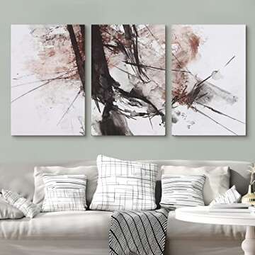 NWT Wall Art Print Set Rusted Watercolor Explosion Abstract Shapes Illustrations Modern Art Bohemian Colorful Pastel for Living Room, Bedroom, Office - 24"x36" x 3