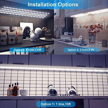 LAFULIT 8 PCS Under Cabinet Lighting Kit, Bright Under Cabinet Lights, Flexible Led Strip Lights wit...