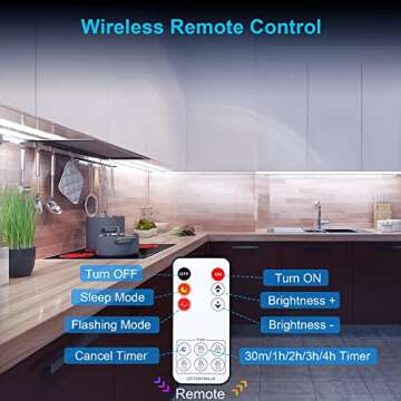 LAFULIT 8 PCS Under Cabinet Lighting Kit, Bright Under Cabinet Lights, Flexible Led Strip Lights with Remote and Power Adapter, for Kitchen Cabinets Shelf Desk Counter, 6000K Daylight White, 13ft