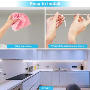 LAFULIT 8 PCS Under Cabinet Lighting Kit, Bright Under Cabinet Lights, Flexible Led Strip Lights with Remote and Power Adapter, for Kitchen Cabinets Shelf Desk Counter, 6000K Daylight White, 13ft