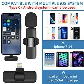 IIQ Wireless Lavalier Microphone for iPhone, Mini Professional Wireless Lavalier Microphone, Wireless Clip Mic, Tiny Lapel Microphone for iPad, for Video Interview Podcast, Facebook, YouTube