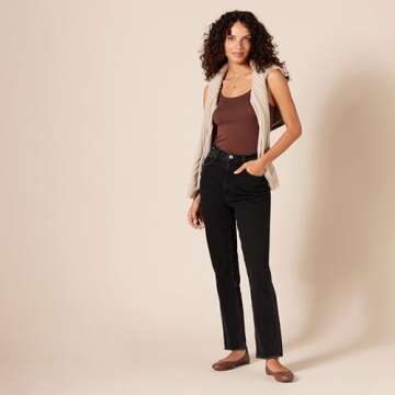 Amazon Essentials Women's Belice Ballet Flat, Chestnut Brown Faux Leather, 10.5