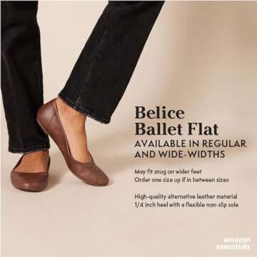 Amazon Essentials Women's Belice Ballet Flat, Chestnut Brown Faux Leather, 10.5