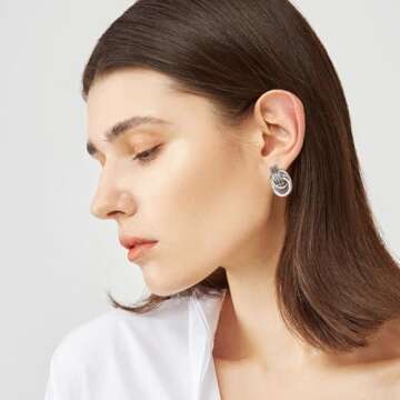 GAOKOXI Silver Statement Geometric Earrings for Women Chunky Gold Knot Link Drop Dangle Earrings Tre...