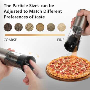 Electric Salt & Pepper Grinder Set - Eco-Friendly Rechargeable, Gravity-Sensing, Large Capacity, Durable Ceramic, Easy One-Hand Use with Soft LED