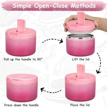 Pawtong 12oz Insulated Vacuum Food Jar with Buckle Lid Wide Mouth Soup Thermo for Hot Food Kids Leak...