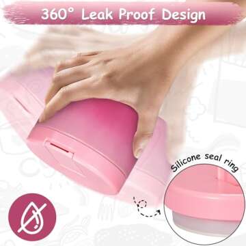 Pawtong 12oz Insulated Vacuum Food Jar with Buckle Lid Wide Mouth Soup Thermo for Hot Food Kids Leakproof Stainless Steel Lunch Container (Gradient Pink, 12OZ)