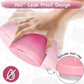 Pawtong 12oz Insulated Vacuum Food Jar with Buckle Lid Wide Mouth Soup Thermo for Hot Food Kids Leakproof Stainless Steel Lunch Container (Gradient Pink, 12OZ)