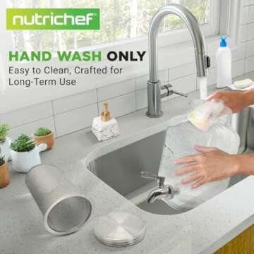 NutriChef 1-Gallon Cold Brew Coffee Maker - Wide-Mouth Glass Mason Jar Style w/Stainless Steel Spigot Tap & Reusable Mesh Filter - Leak Resistant, Drip-Free, & Easy to Clean