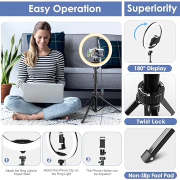 UBeesize LED Ring Light with Adjustable Tripod Stand