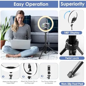 UBeesize LED Ring Light with Adjustable Tripod Stand