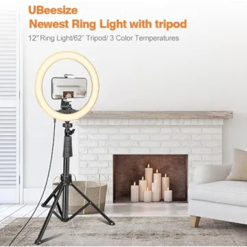 UBeesize LED Ring Light with Adjustable Tripod Stand