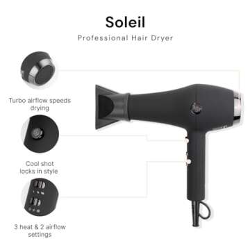 L'ANGE HAIR Soleil Professional Hair Dryer | 3 Heat Settings & 2 Airflow Settings | Cool Shot Locks-...