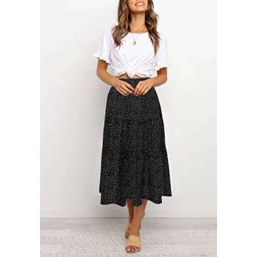 MEROKEETY Stylish High Waist Midi Skirt for Women