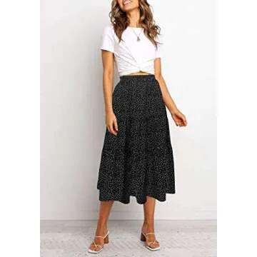 MEROKEETY Stylish High Waist Midi Skirt for Women