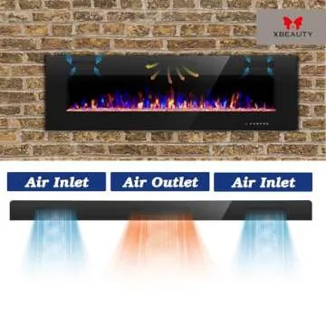 50" Electric Fireplace in-Wall Recessed and Wall Mounted 1500W Fireplace Heater and Linear Fireplace with Timer/Multicolor Flames/Touch Screen/Remote Control (Black)