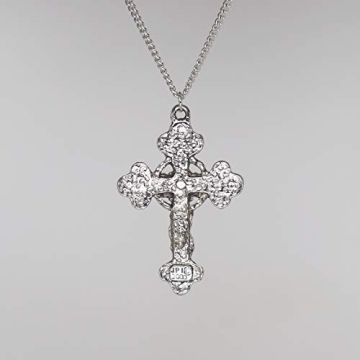 Gothic Filigree Cross with Red Stones Necklace