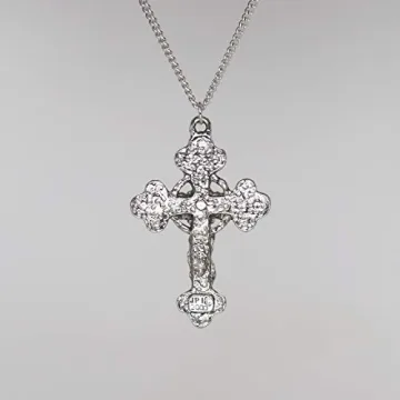 Gothic Filigree Cross with Red Stones Necklace