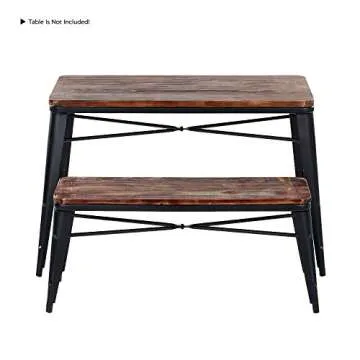 iKayaa 2 Seater Dining Bench Chair Natural Pinewood Top Metal Frame Patio Garden Bench Furniture