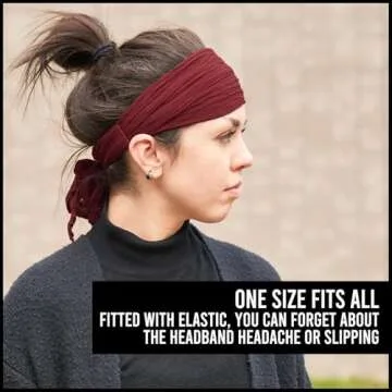 CHARM Womens Headband Boho Headwrap - Turban Head Wrap Festival Retro Hair Accessory Pirate Hairband Brown