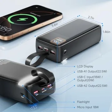 EnergyQC 42000mAh Portable Charger Fast Charging & Flashlight