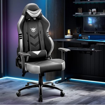 Ergonomic Big and Tall Gaming Chair 350 pounds - Grey