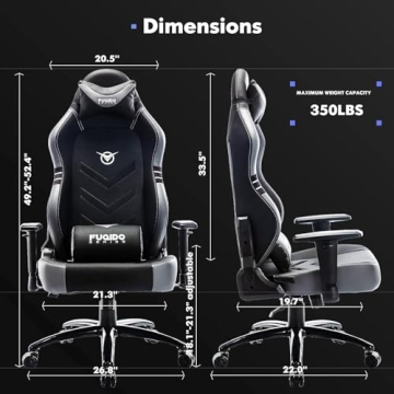 Ergonomic Big and Tall Gaming Chair 350 pounds - Grey