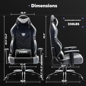 Ergonomic Big and Tall Gaming Chair 350 pounds - Grey