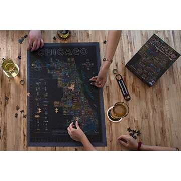 Neon Neighborhood Map of Chicago Puzzle - 1000 Piece for Adults | Chicago Gift
