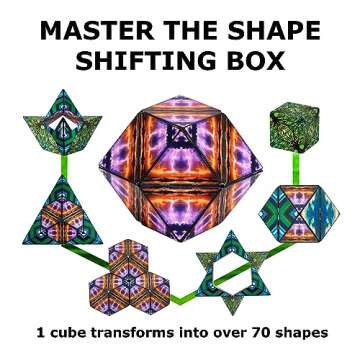 SHASHIBO Shape Shifting Box - Award-Winning, Patented Fidget Cube w/ 36 Rare Earth Magnets - Transforms Into Over 70 Shapes, Gift Box, Download Fun in Motion Toys Mobile App (Elements, 4 Pack)