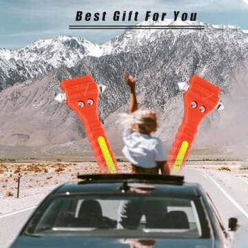 WONDER POINT Car Window Breaker, Safety Hammer - Emergency Escape Tool, Window Breaker Seatbelt Cutt...