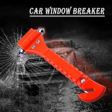 WONDER POINT Car Window Breaker, Safety Hammer - Emergency Escape Tool, Window Breaker Seatbelt Cutter, Life Saving Survival Kit With Light Reflective Tape(2-Pack)