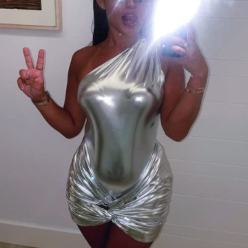 Sexy Metallic One Shoulder Mini Dress for Parties